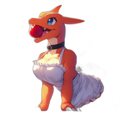 dress, dragon, animal, staff transparent PNG cut-out