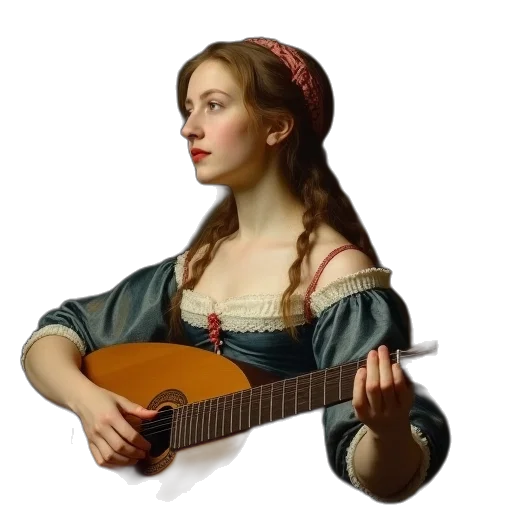 face, dress, hat, oil painting transparent PNG cut-out