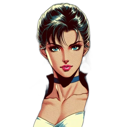 dress, face, jewelry, comic book art transparent PNG cut-out