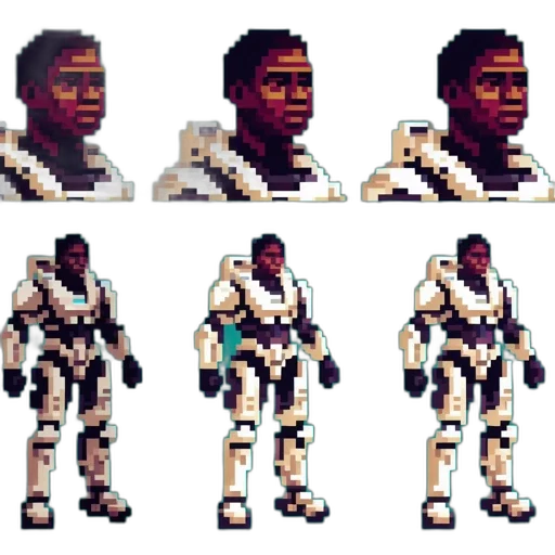 robot, weapon, face, pixel art transparent PNG cut-out