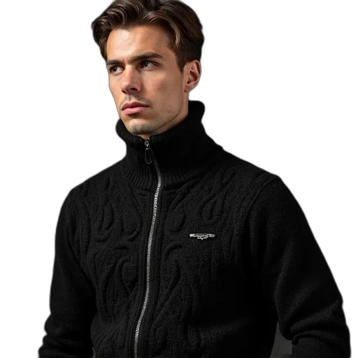 jacket, staff, cyberpunk, dark transparent PNG cut-out