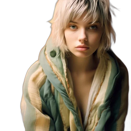 jacket, hair, face, jewelry transparent PNG cut-out