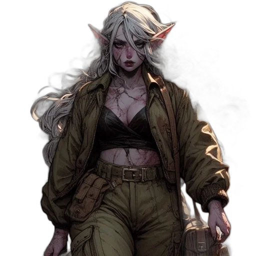 jacket, staff, concept art, fantasy art transparent PNG cut-out