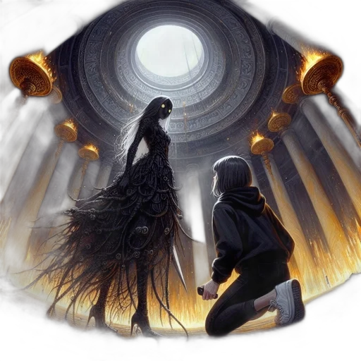 dress, sword, hair, creature transparent PNG cut-out