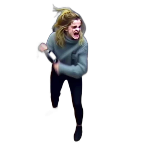 creature, jacket, hair, staff transparent PNG cut-out