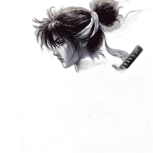 hair, staff, sword, weapon transparent PNG cut-out