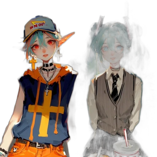 staff, concept art, anime, pixel art transparent PNG cut-out