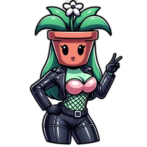 flower, robot, pixel art, concept art transparent PNG cut-out