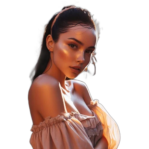 dress, face, jewelry, hair transparent PNG cut-out
