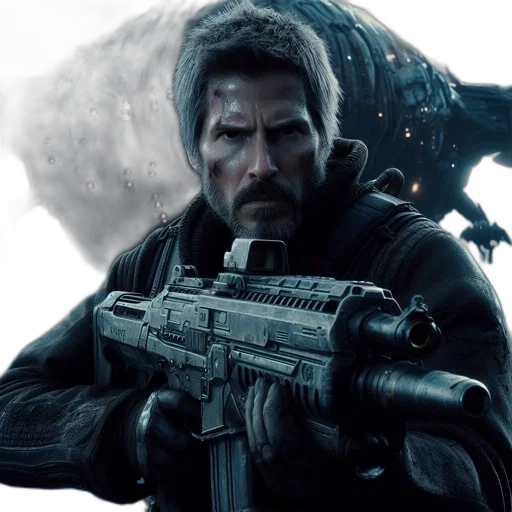 weapon, concept art, intense, rugged-looking transparent PNG cut-out