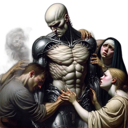 comic book art, concept art, fantasy art, cyberpunk transparent PNG cut-out