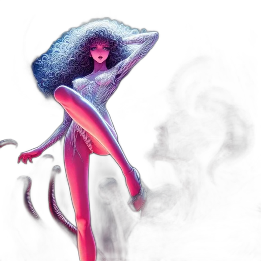 creature, hair, concept art, watercolor transparent PNG cut-out