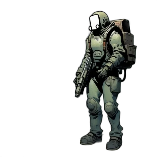 jacket, robot, mask, weapon transparent PNG cut-out