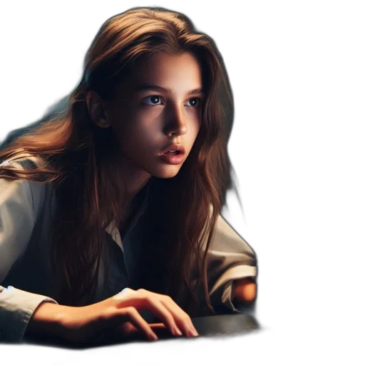jacket, face, jewelry, hair transparent PNG cut-out