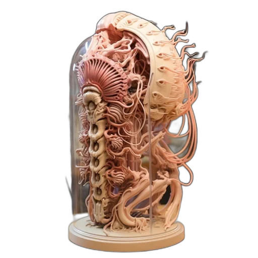creature, mask, 3d render, concept art transparent PNG cut-out
