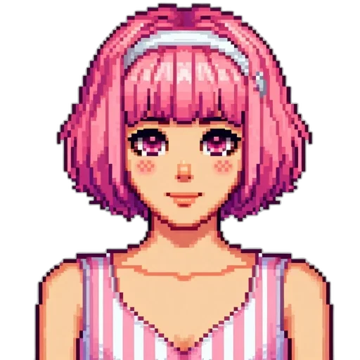 dress, face, pixel art, anime transparent PNG cut-out