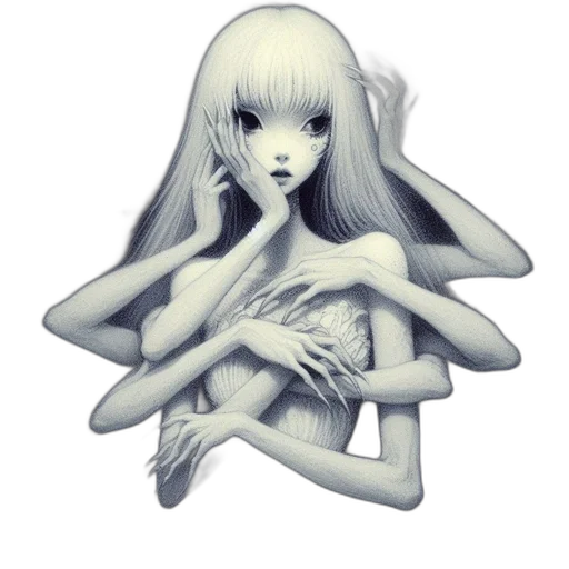 creature, dress, mask, hair transparent PNG cut-out