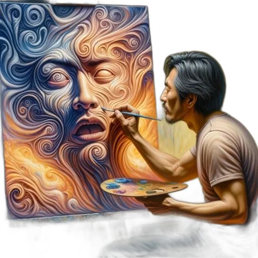 face, photorealistic, oil painting, fantasy art transparent PNG cut-out