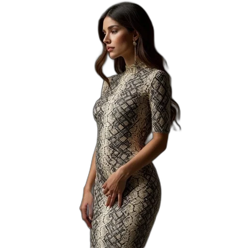 dress, jewelry, earth tones, body transparent PNG cut-out