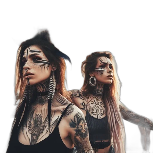 jewelry, hair, face, cyberpunk transparent PNG cut-out