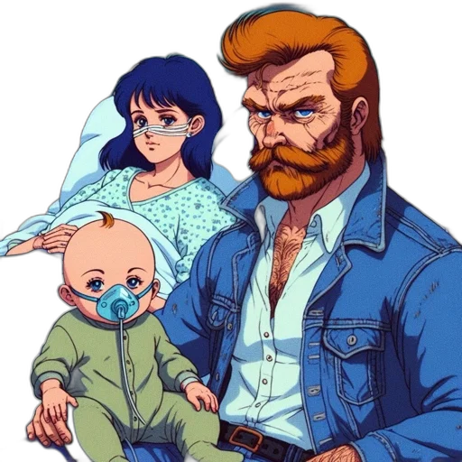 jacket, face, comic book art, cyberpunk transparent PNG cut-out