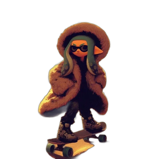 jacket, hat, staff, creature transparent PNG cut-out