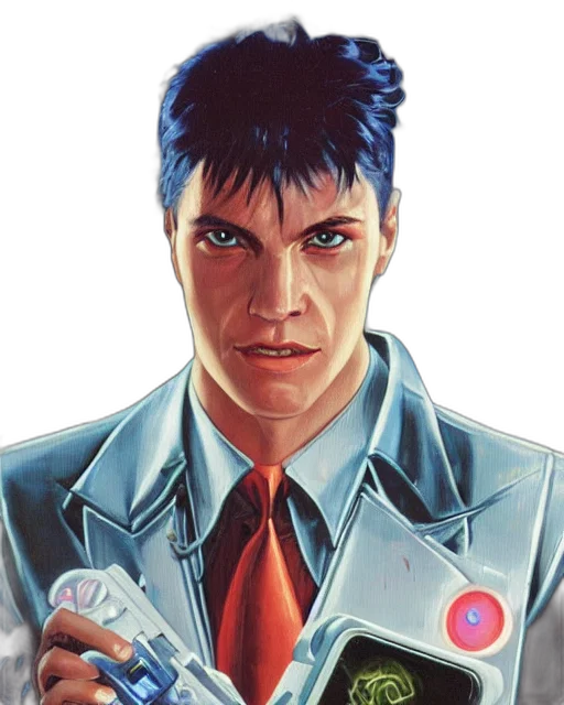 jacket, face, robot, comic book art transparent PNG cut-out