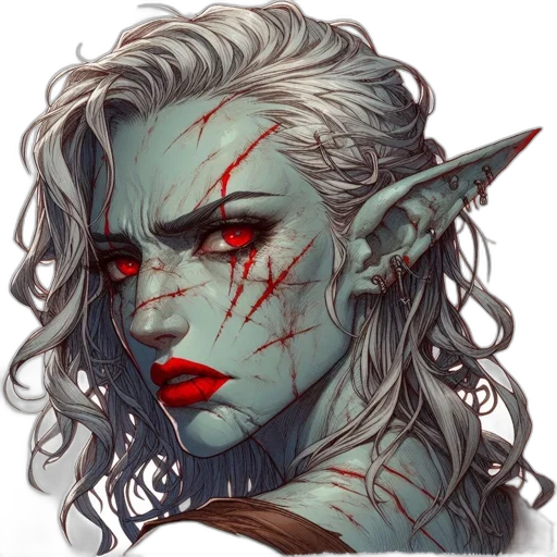 face, fantasy art, concept art, pixel art transparent PNG cut-out