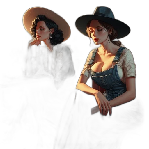 hat, dress, concept art, fantasy art transparent PNG cut-out