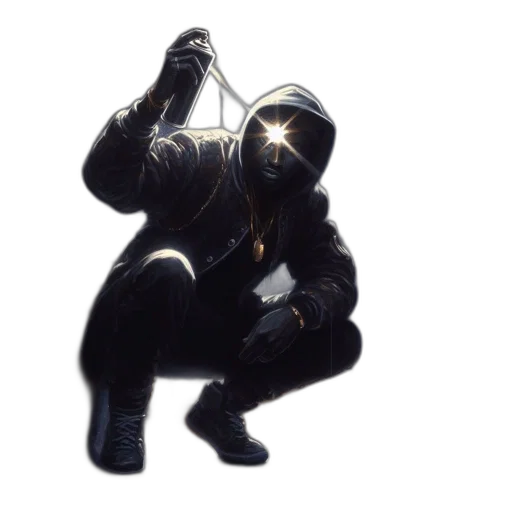 jacket, mask, weapon, staff transparent PNG cut-out