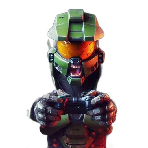 robot, weapon, face, 3d render transparent PNG cut-out