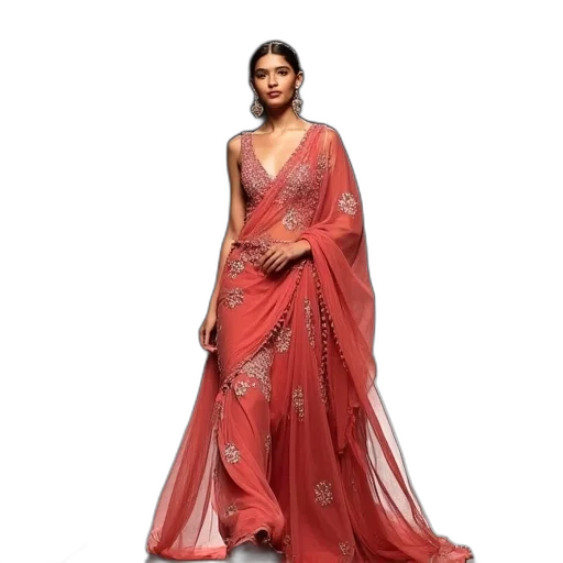 dress, red, model, walk transparent PNG cut-out