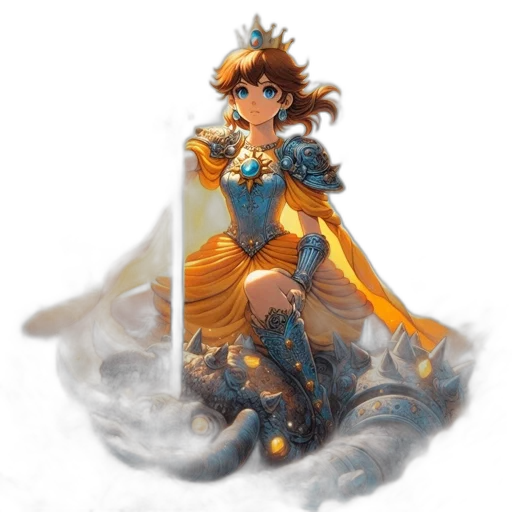 crown, dress, sword, fantasy art transparent PNG cut-out