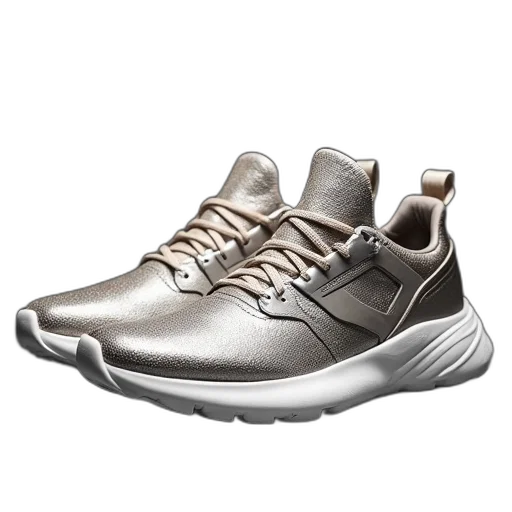 shoes, 3d render, earth tones, metallic transparent PNG cut-out