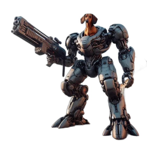 robot, weapon, concept art, 3d render transparent PNG cut-out