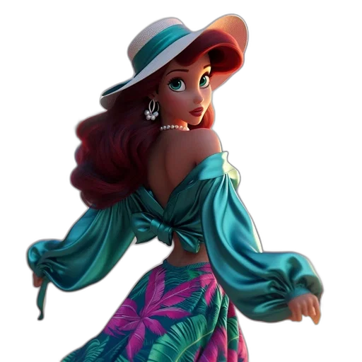 dress, hat, concept art, 3d render transparent PNG cut-out