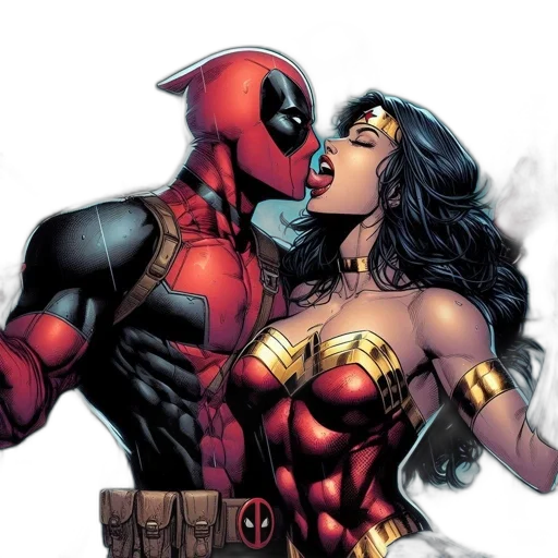 comic book art, concept art, deadpool, wonder transparent PNG cut-out