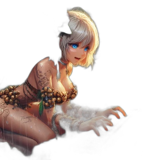 dress, creature, dragon, staff transparent PNG cut-out