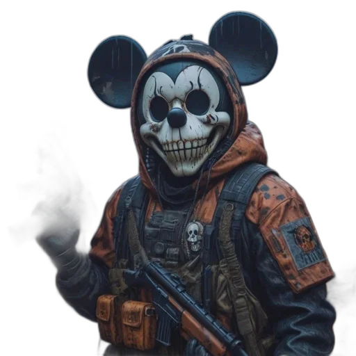 mask, jacket, weapon, staff transparent PNG cut-out