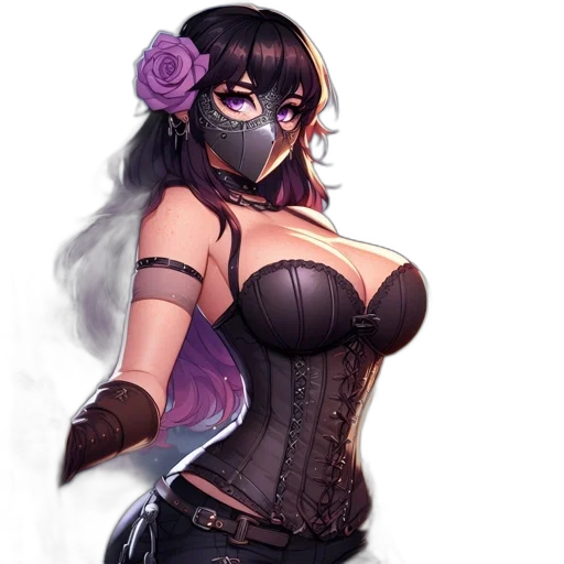 dress, mask, staff, fantasy art transparent PNG cut-out