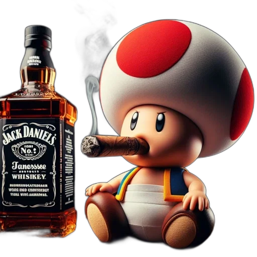 bottle, hat, 3d render, concept art transparent PNG cut-out