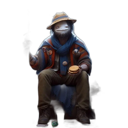 jacket, staff, mask, hat transparent PNG cut-out