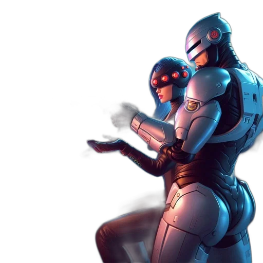 robot, concept art, cyberpunk, comic book art transparent PNG cut-out