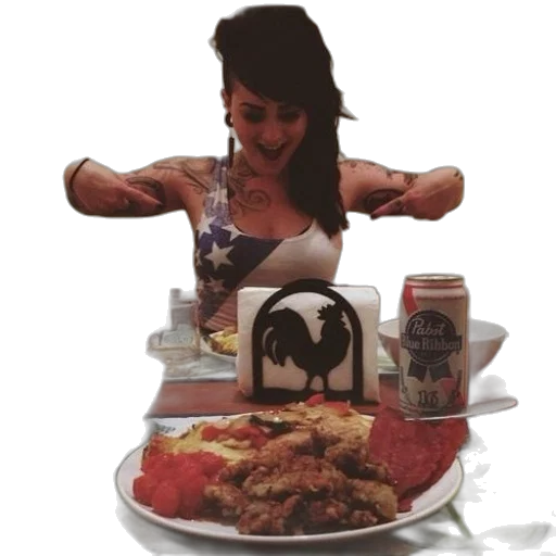 food, robot, woman, tattoos transparent PNG cut-out