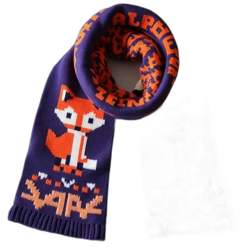 pair, knitted, scarves, fox transparent PNG cut-out