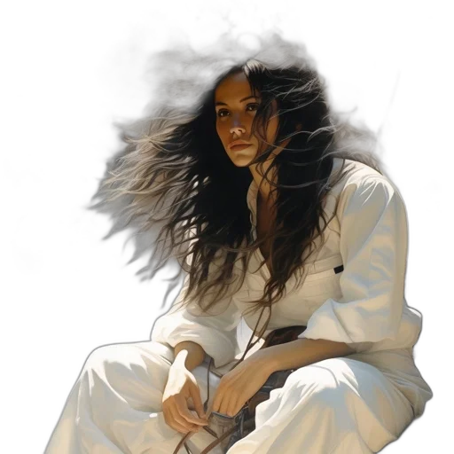 hair, dress, photorealistic, oil painting transparent PNG cut-out