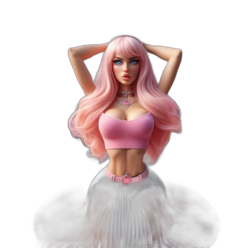 dress, hair, creature, 3d render transparent PNG cut-out