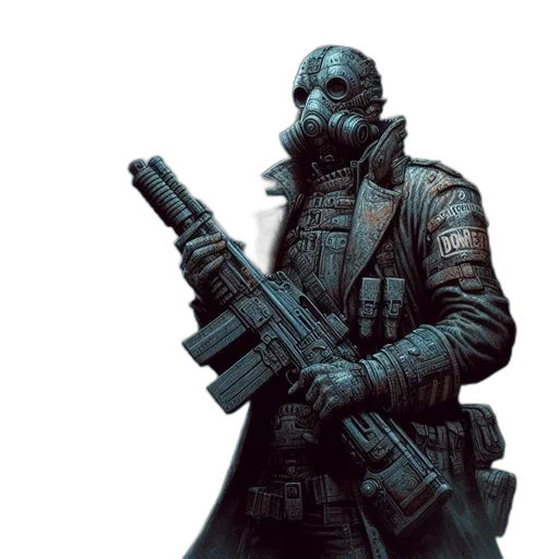 jacket, weapon, mask, staff transparent PNG cut-out