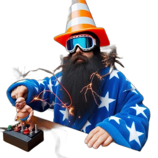 hat, staff, creature, jacket transparent PNG cut-out