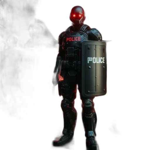 robot, weapon, staff, jacket transparent PNG cut-out